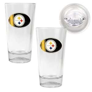 Pittsburgh Steelers NFL 2pc Pint Ale Glass Set with Football Bottom 