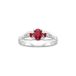  African Ruby and Diamond Fashion Ring in 10K White Gold 