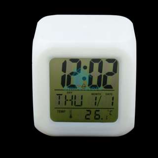   Shape Glowing LED 7 Color LCD Digital Thermometer Alarm Clock M  