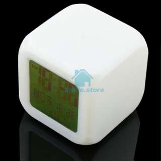   Shape Glowing LED 7 Color LCD Digital Thermometer Alarm Clock M  