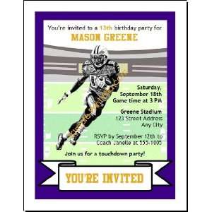   Vikings Colored Football Birthday Party Invitation 2 