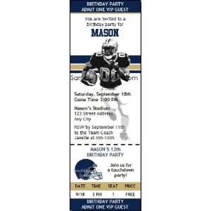   Rams Colored Football Party Ticket Invitation