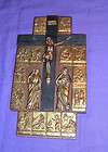 Vintage Crucifix Plaque Stations of the Cross Heavy Gil