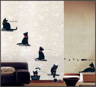 wall decor paper decals stickers stick art black cats animals