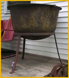 Large Antique Cast Iron Cauldron Kettle Tripod  