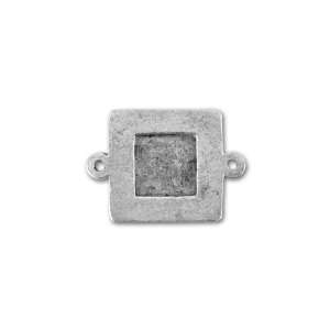 Antique Silver Plated Pewter Small Raised Square Tag Link 