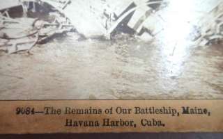 1898 antique STEREOVIEW~remains battleship maine,havana  