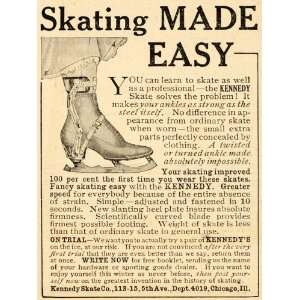 1909 Ad Vintage Kennedy Ice Skates Skating Antique   Original Print Ad