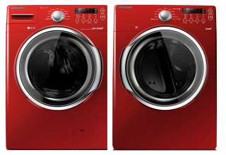 NEW Samsung Red Steam Front Load Washer & Steam Electric Dryer 