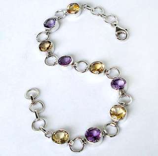   AMETHYST 925 STERLING SILVER ARTISAN BRACELET 7 8 N9070  