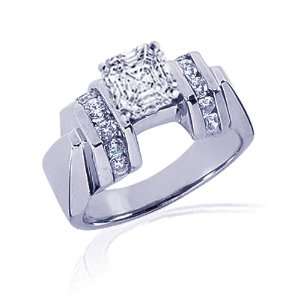 85 Ct Asscher Cut Diamond Engagement Ring Channel CUTVERY GOOD SI1 