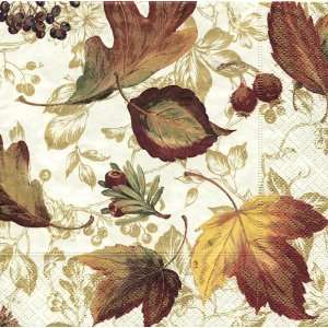  Autumn Toile 2 Paper Cocktail Napkin Package, Gold