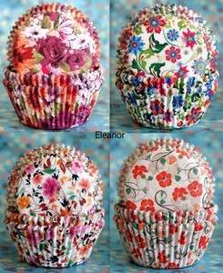 Assorted floral baking cups cupcake liners 4 style,96 pcs  
