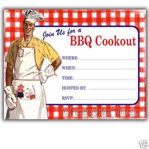 Retro Vintage 1950s BBQ Cookout Party Invitations  