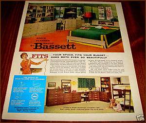 1959 BASSETT BEDROOM FURNITURE AD~Space Planner Group  