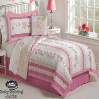 Girl Children Kid Pink Flower Quilt Bedding Bed Set For Twin Full 