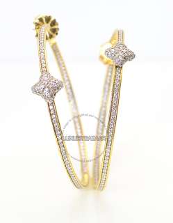 David Yurman 18K Yellow Gold & Diamonds Quatrefoil Large Hoop Earrings