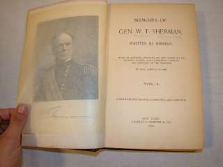 1892 Antique CIVIL WAR BOOK The PERSONAL MEMOIRS of GENERAL W.T 