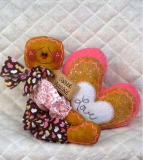 Primitive Valentine Gingerbread Shelf Sitter PATTERN 96  
