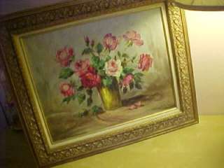 ORIGINAL OIL PAINTING OF ROSES OLD  