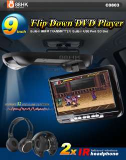 C0803 9 LCD Car Flip Down Monitor DVD Player Black kp  