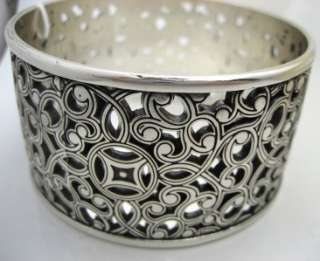 BRIGHTON bracelet silver bangle SERENDIPITY wide scroll cuff metal 