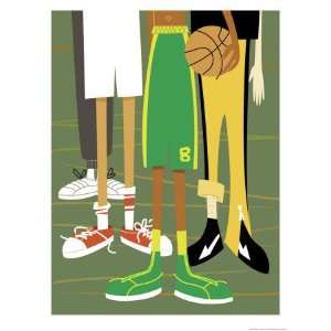  Close Up of Childrens Legs with Basketball Giclee Poster 