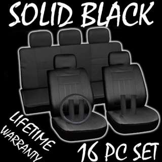   Solid Black All Complete Car Seat Cover Set Bucket Bench 