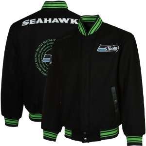  Seattle Seahawks Black MVP Heavyweight Wool Jacket Sports 