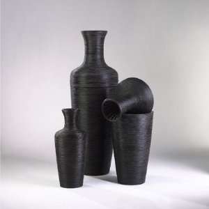  3 Piece Wicker Urn Set in Black