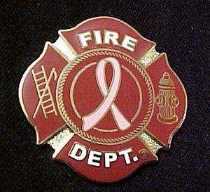 Maltese Cross Fire Fireman Breast Cancer Pin Lapel New  