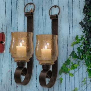 ST/2 TUSCAN FARMHOUSE Antique Iron WALL SCONCE CANDLE HOLDERS  