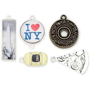  Blue Moon Tokens Metal Charms 5/Pkg Antique Silver