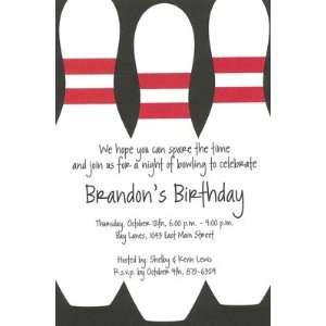 Bowling Pins, Custom Personalized Childrens Parties Invitation, by 