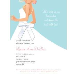  Bridal Side Bali Blonde with White Ribbon Invitations 