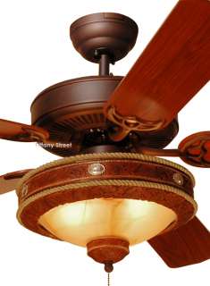 Western Light Shade Ceiling Fan   52 Inch  