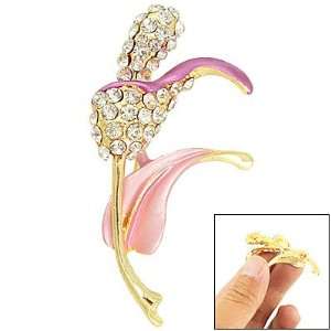   Glittery Rhinestone Detail Metal Flower Pin Brooch for Ladies Jewelry