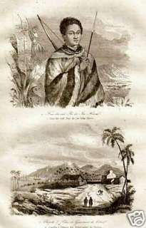 HAWAII KING   HONOLULU 1843 original antique print  
