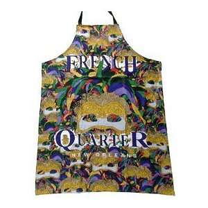  New Orleans French Quarter Apron with Mardi Gras Mask 