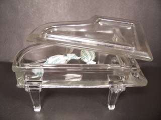   Piano   Clear Glass Trinket Box / Jewelry Box   Baby Grand   Vintage