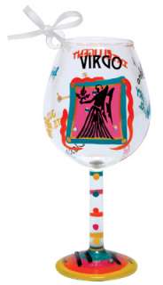   Wine Glass Astrological Zodiac Sign Virgo Christmas Ornament  