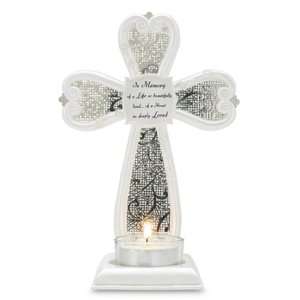  Tea Light Candle In Memory Sympathy Cross