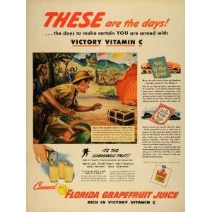 1944 Ad Florida Citrus Commission Grapefruit Juice Canned Fruit Jungle 