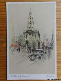   of 4 Artist Signed City of London Postcards Marjorie C. Bates  