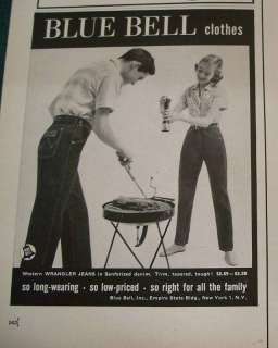 1956 Vintage Blue Bell Clothes JEANS Clothing Ad  