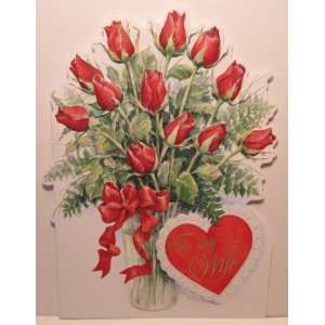 Carol Wilson Valentines Day Card   To My Wife   Dozen Red Roses