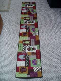 COFFEE SHOP MUGS CAFE TAPESTRY TABLE RUNNER 13 X 72  