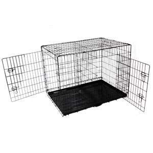   Door Folding Metal Dog Cat Pet Carry Crate Kennel Cage with Divider