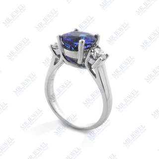 50 CT ROUND TANZANITE AND DIAMOND RING AAAA COLOR  