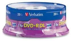   GB 2.4X Double Layer Recordable Disc DVD+R DL Discs, 20 Disc Spindle